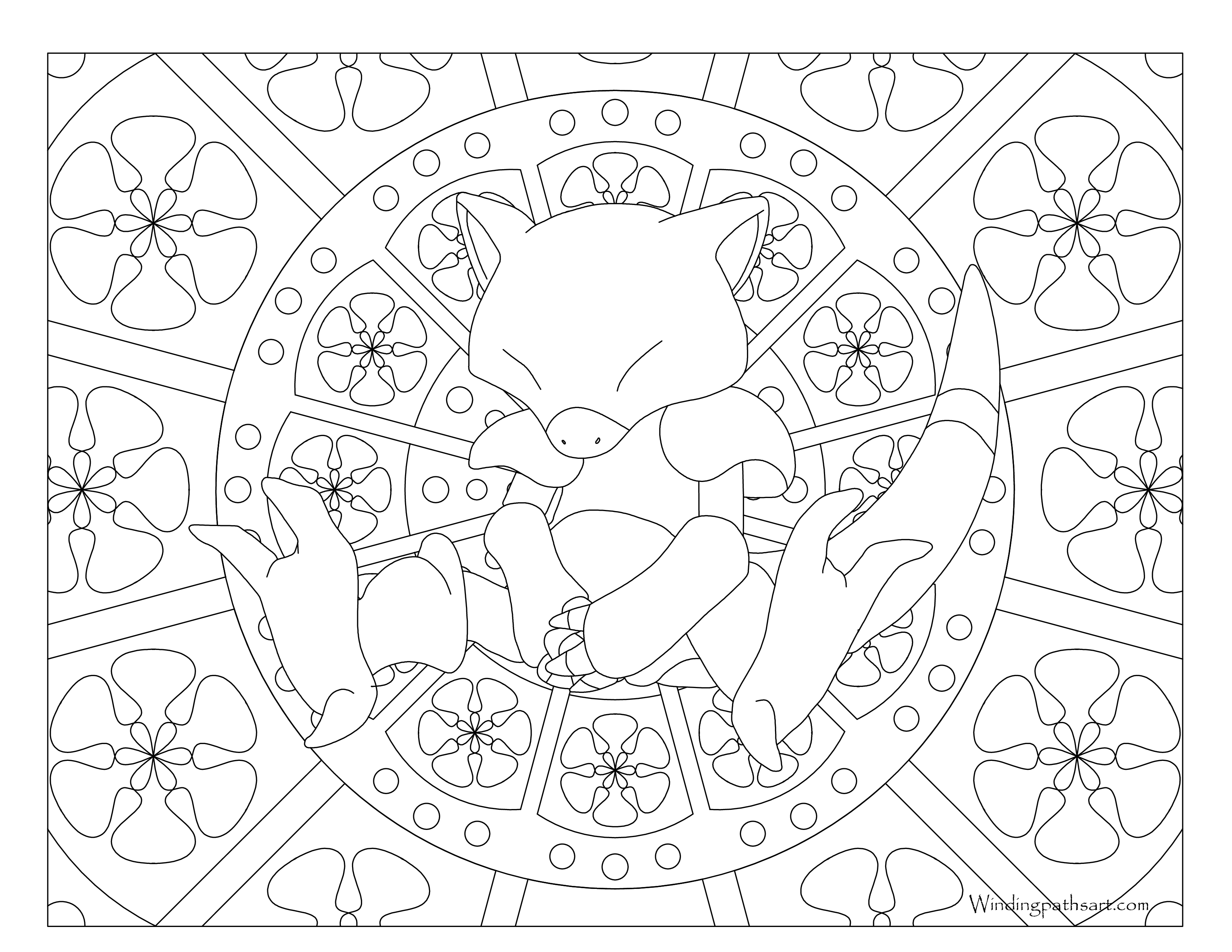 Adult Pokemon Coloring Page Abra