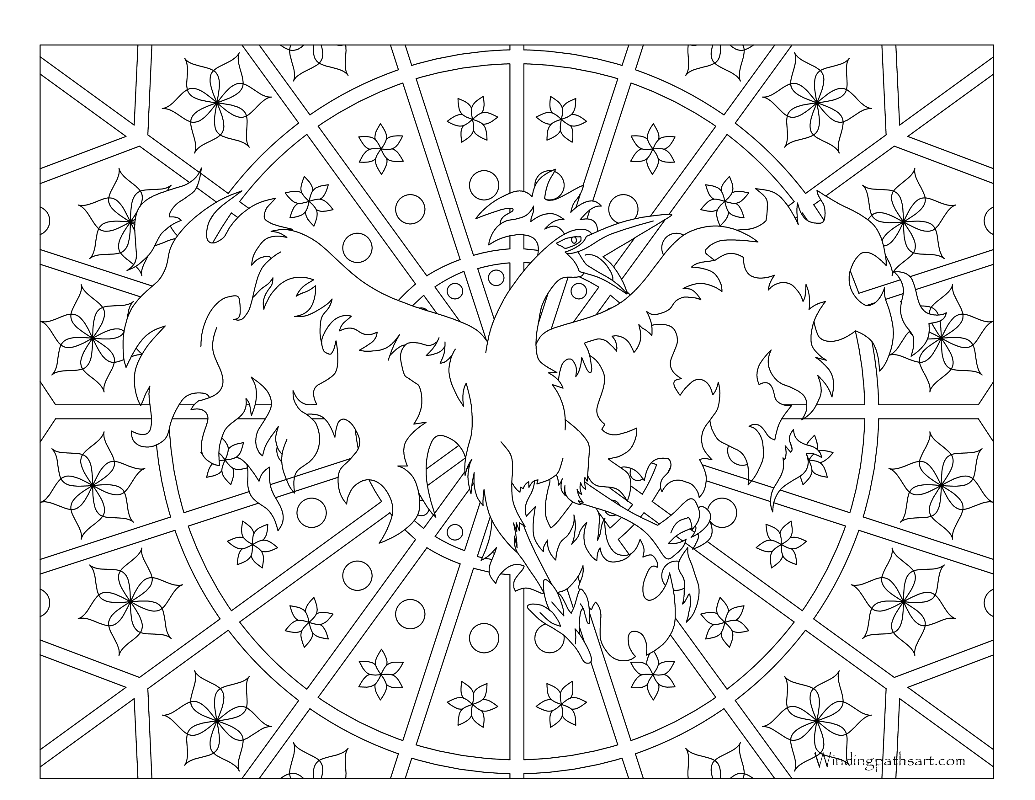 Adult Pokemon Coloring Page Moltres