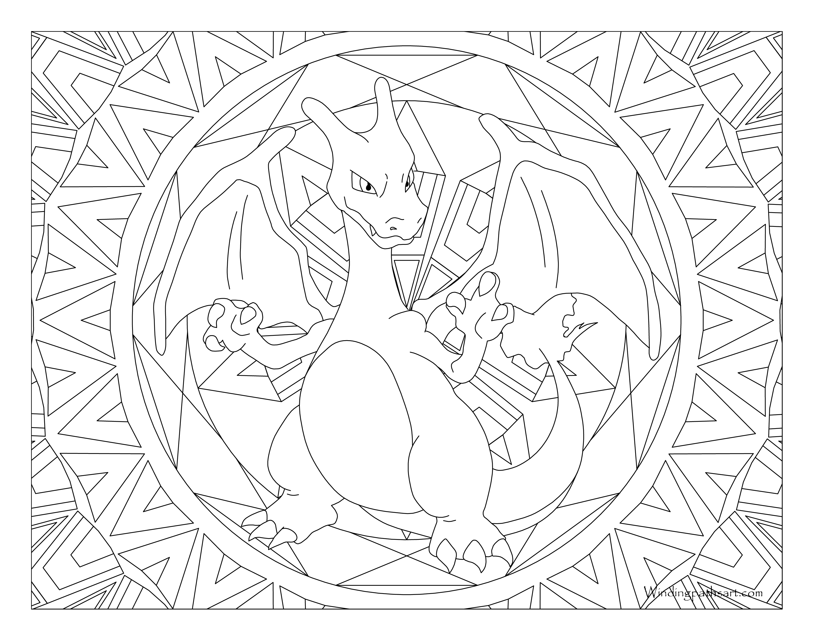 Adult Pokemon Coloring Page  Charizard