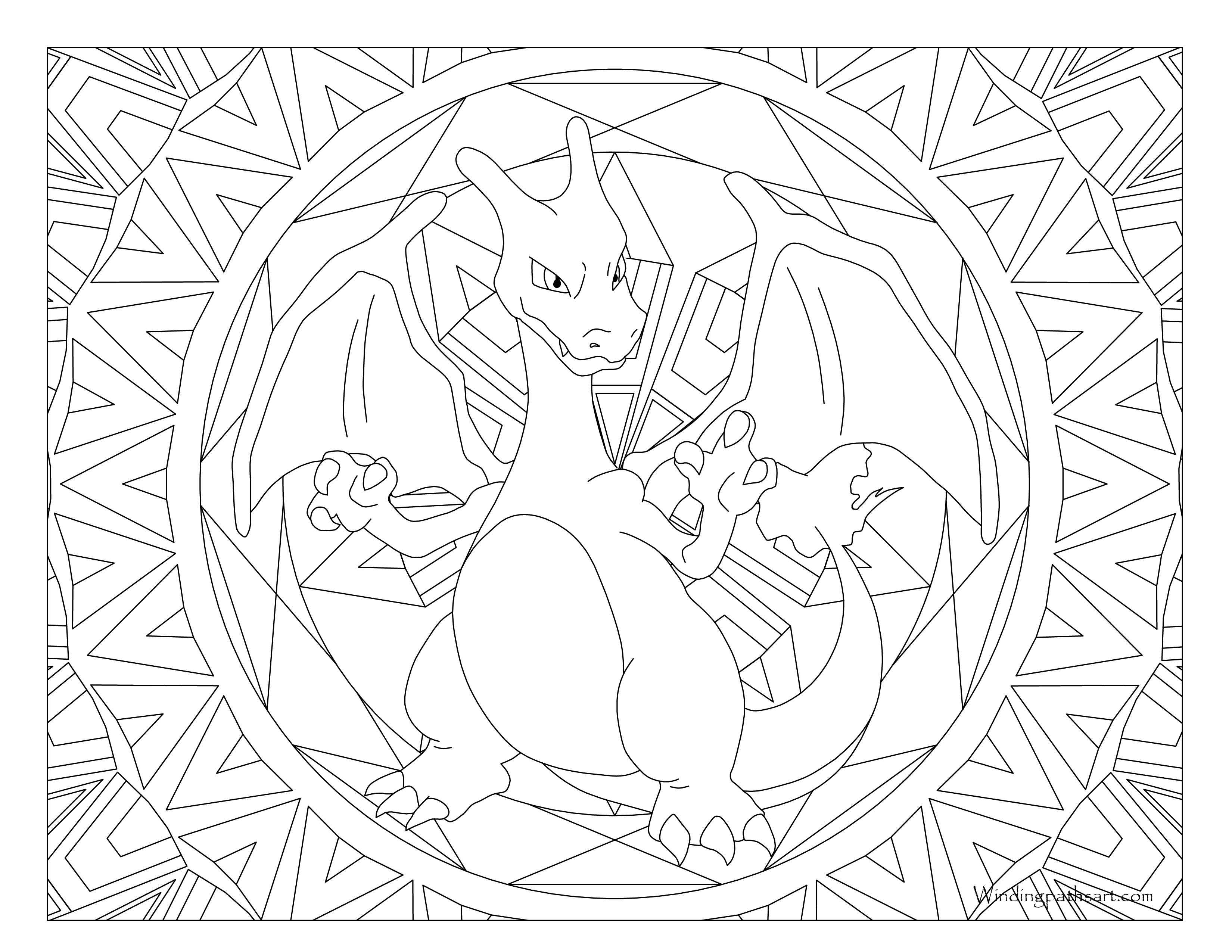 #006 Charizard Pokemon Coloring Page · Windingpathsart.com