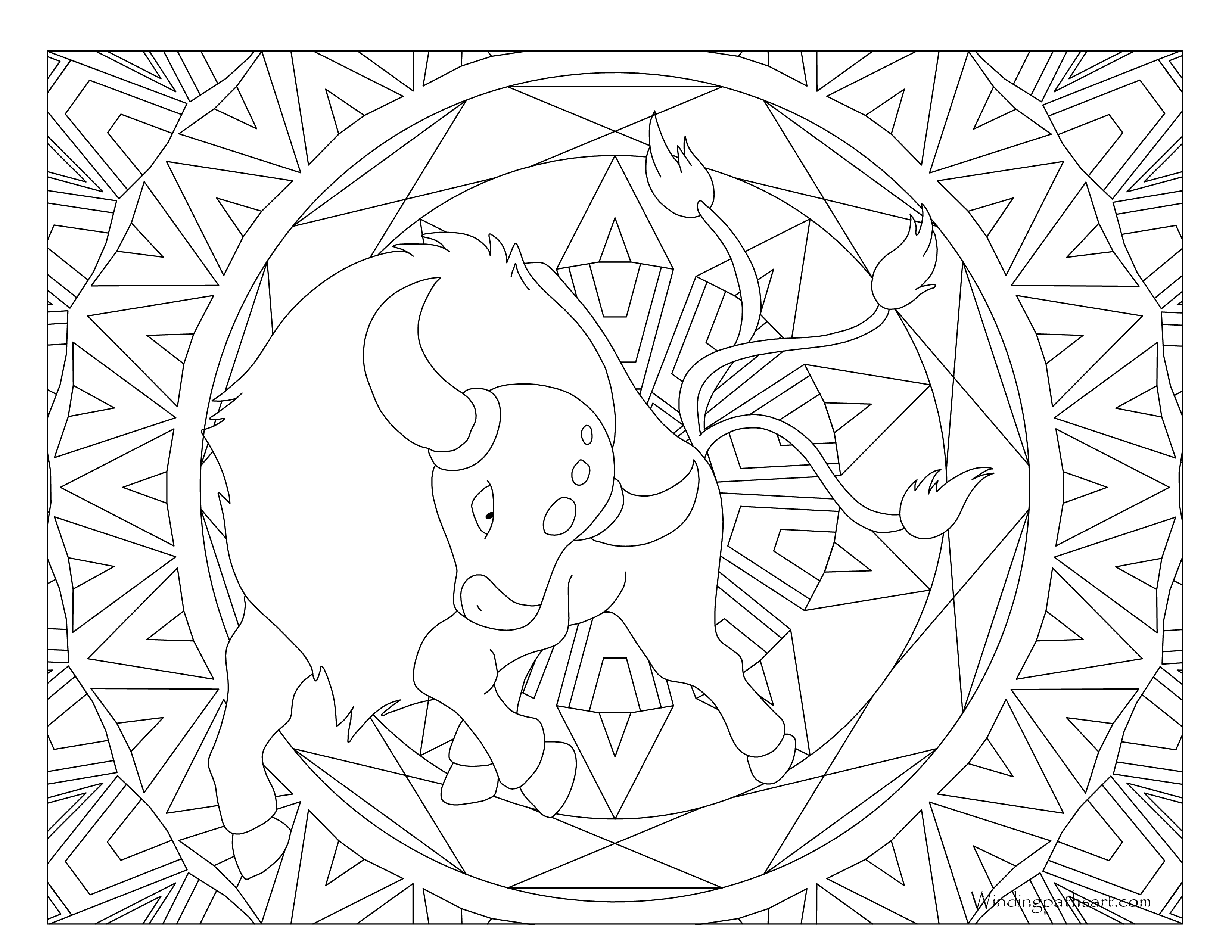 Adult Pokemon Coloring Page Tauros