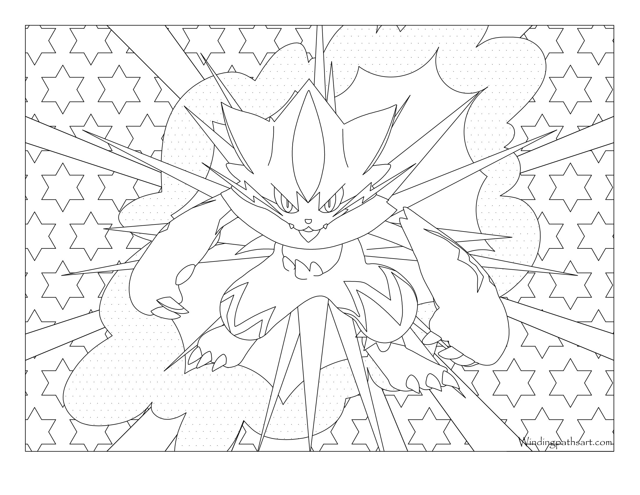 #807 Zeraora Pokemon Coloring Page