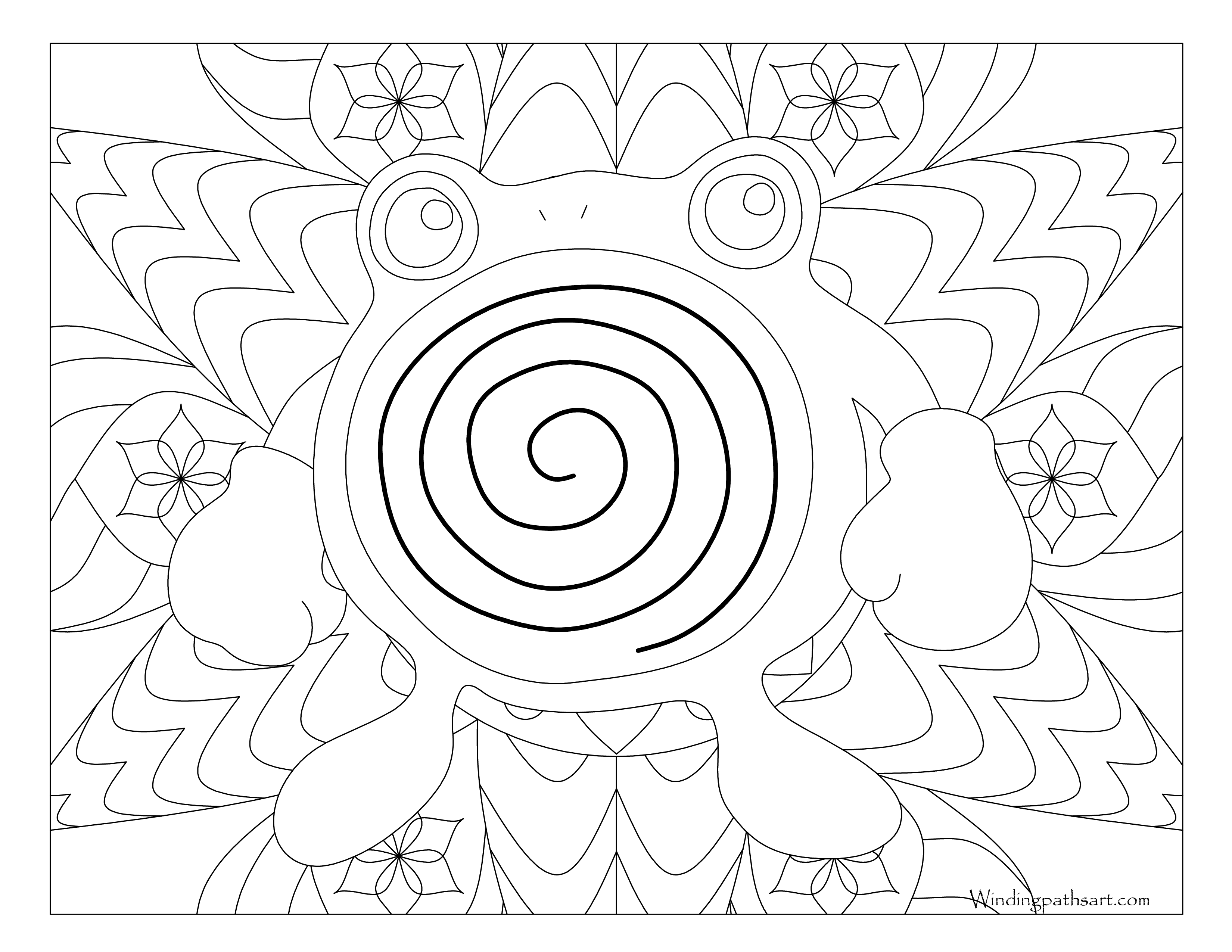 #061 Poliwhirl Pokemon Coloring Page · Windingpathsart.com