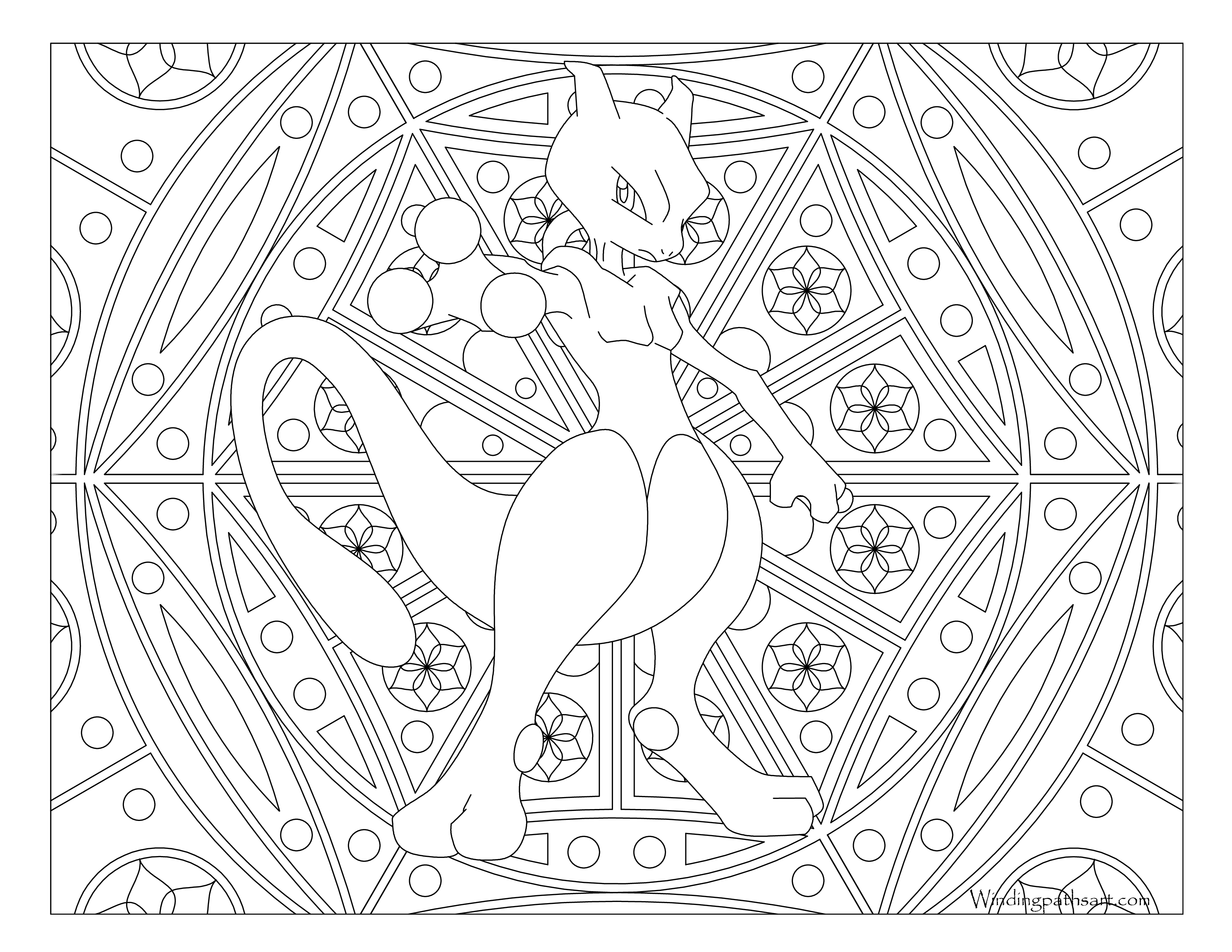 150 - Mewtwo coloring pages, Pokemon coloring pages 