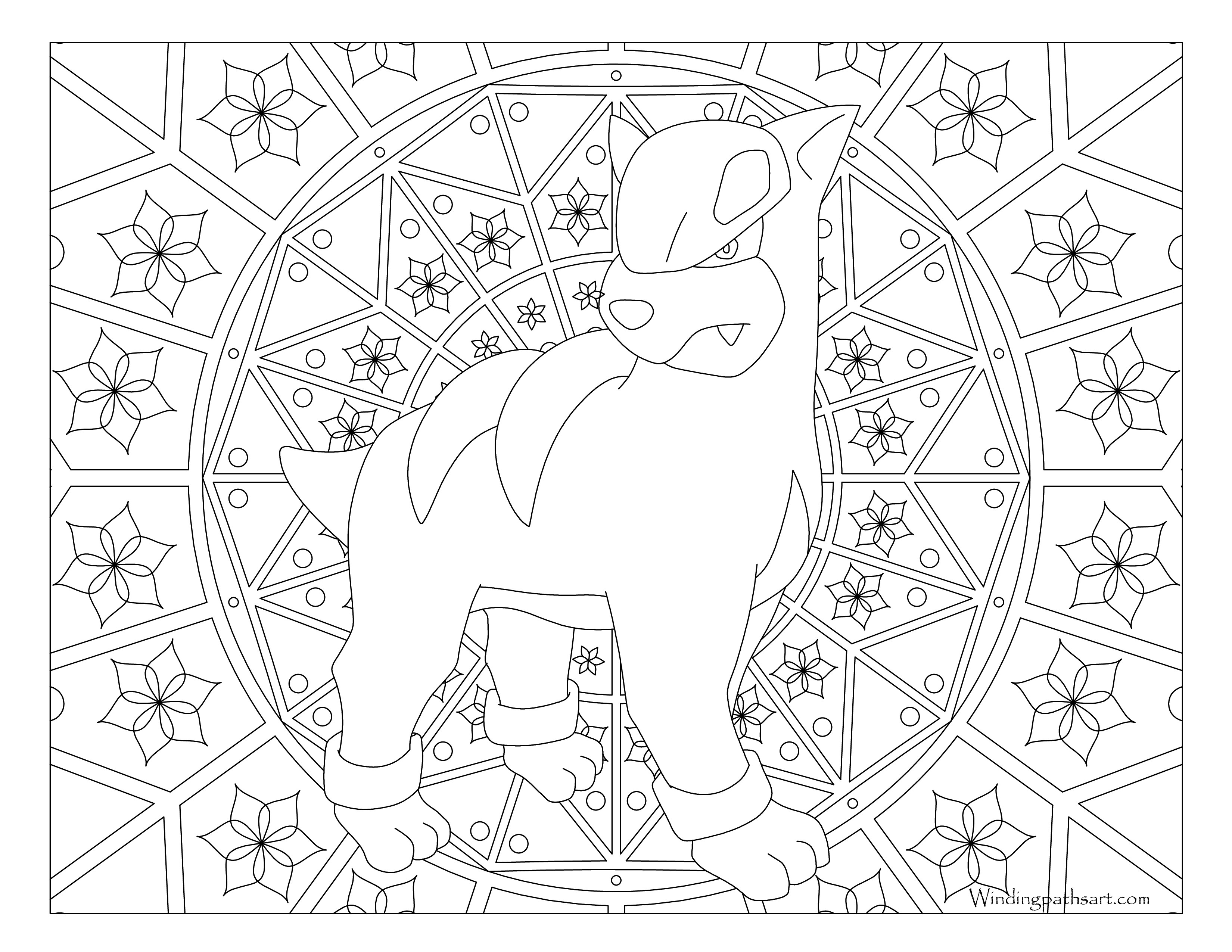 #228 Houndour Pokemon Coloring Page · Windingpathsart.com