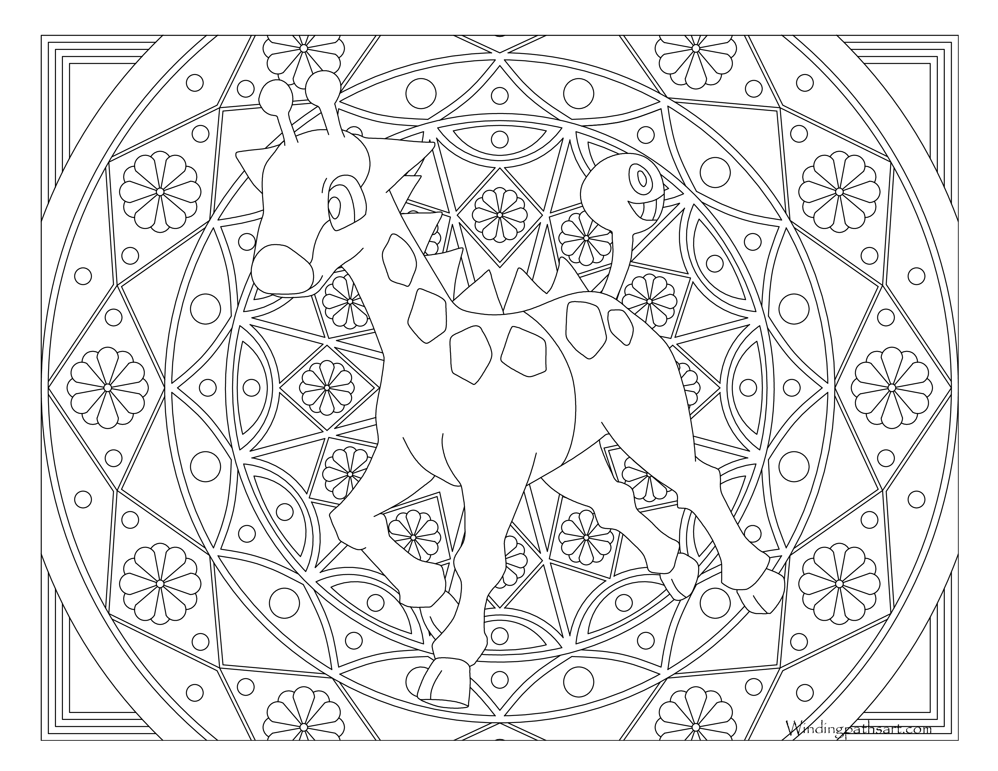 #203 Girafarig Pokemon Coloring Page · Windingpathsart.com