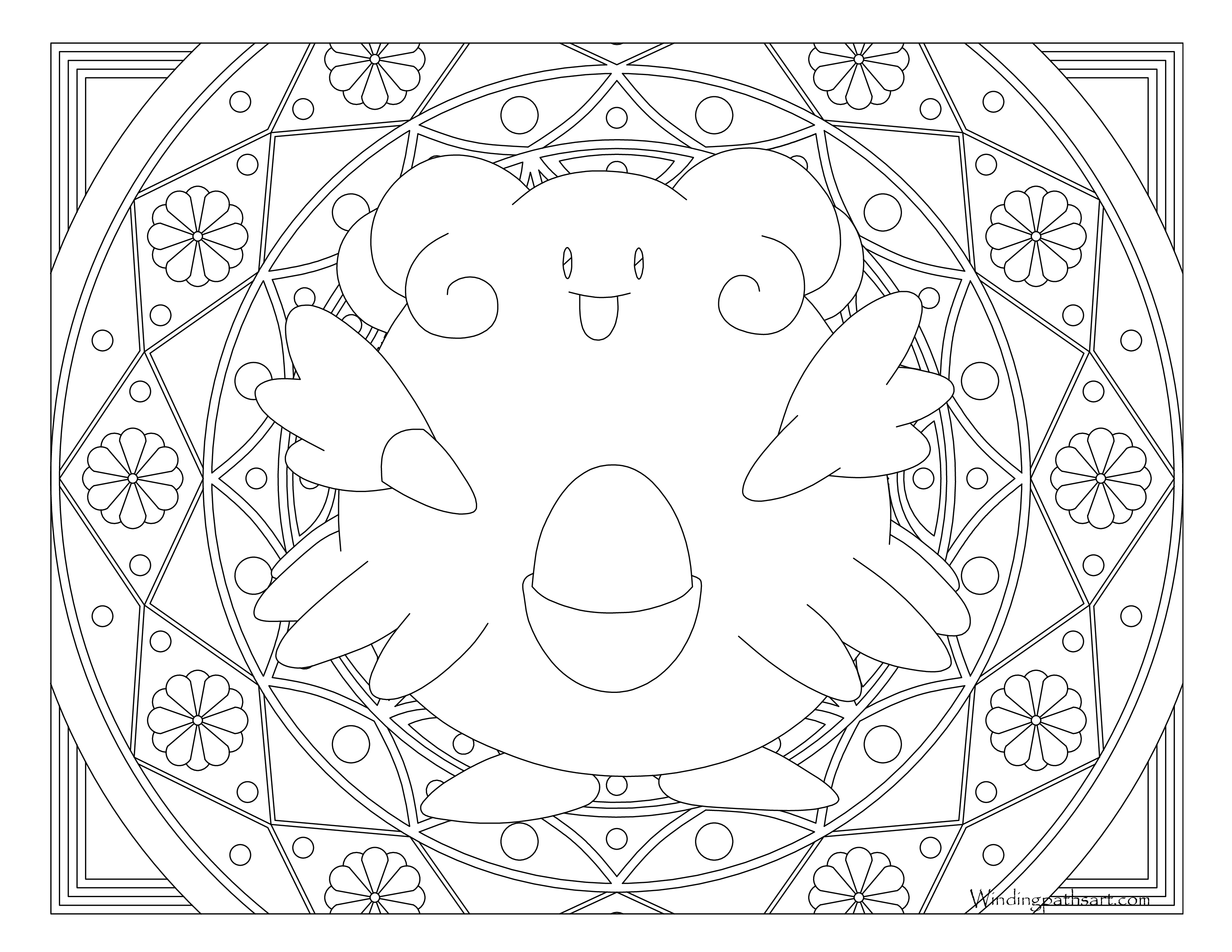 #242 Blissey Pokemon Coloring Page · Windingpathsart.com